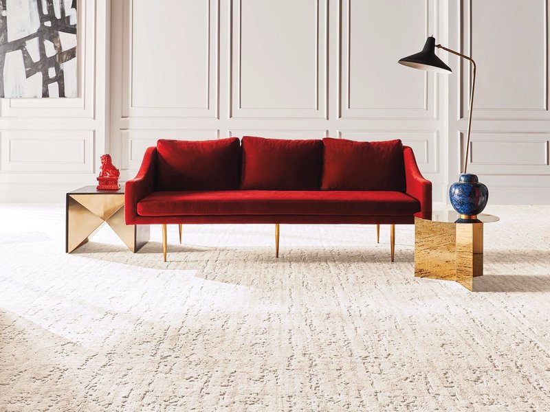 Red sofa Laydwel Floors in Appleton, WI