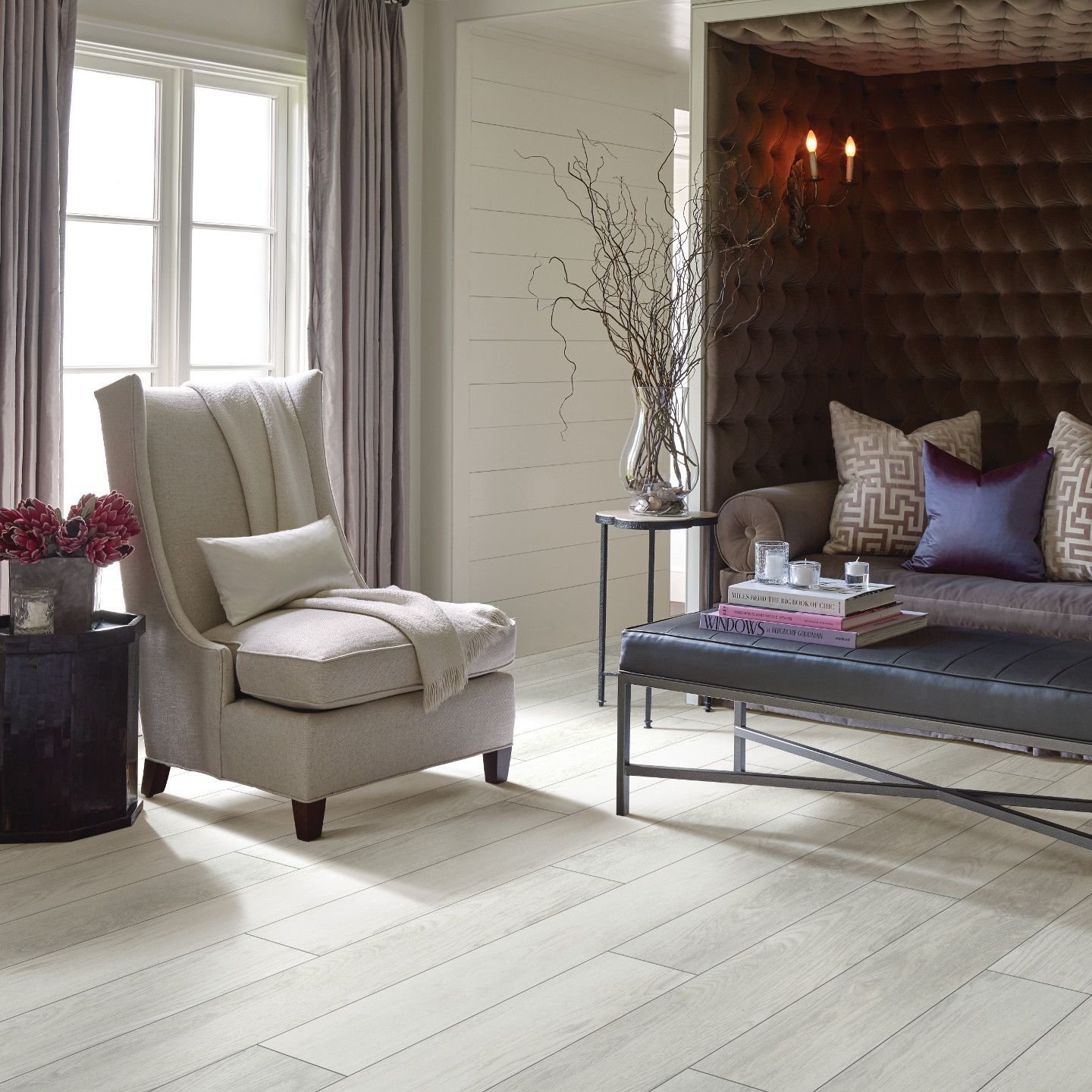 White armchair on laminate Laydwel Floors in Appleton