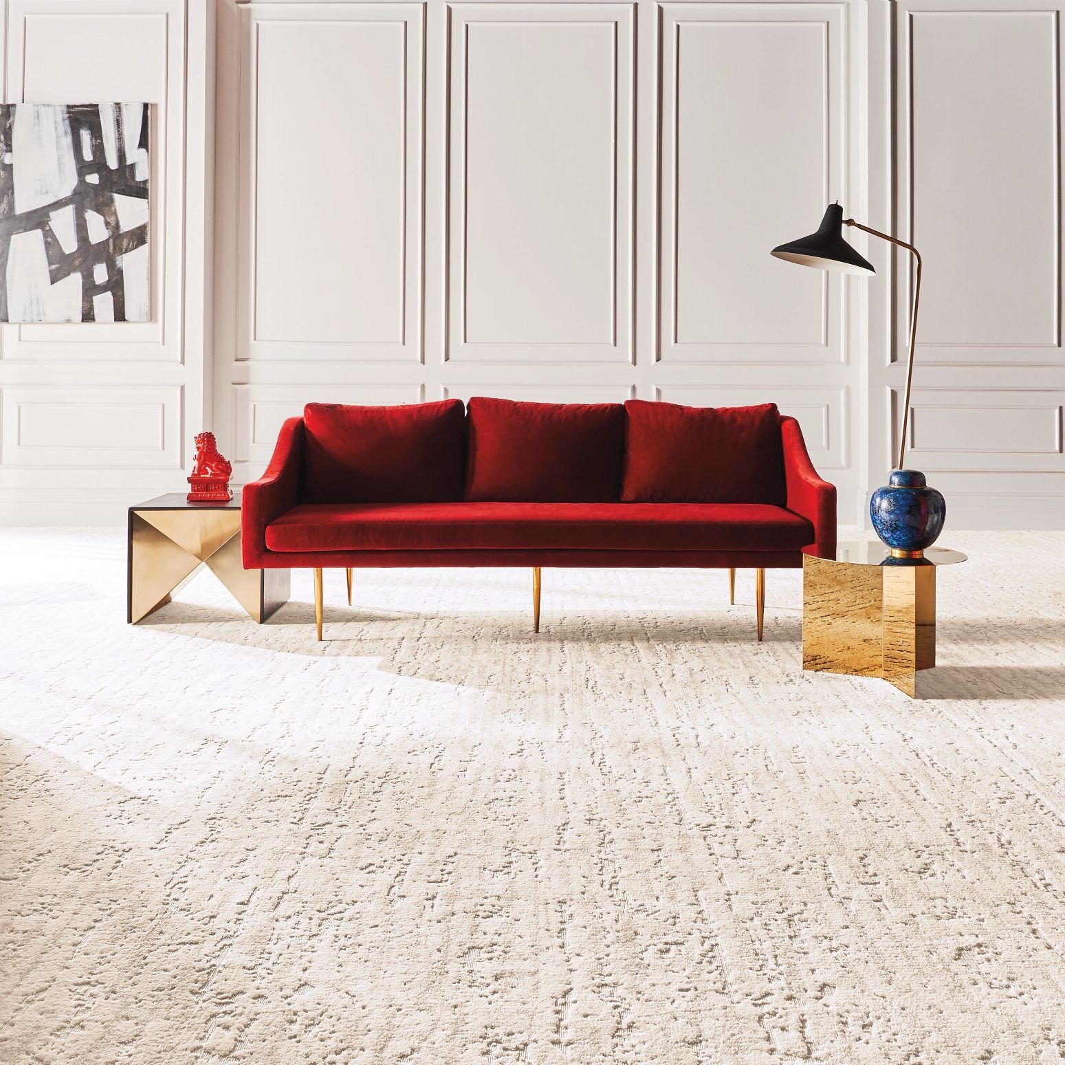 Red sofa Laydwel Floors in Appleton